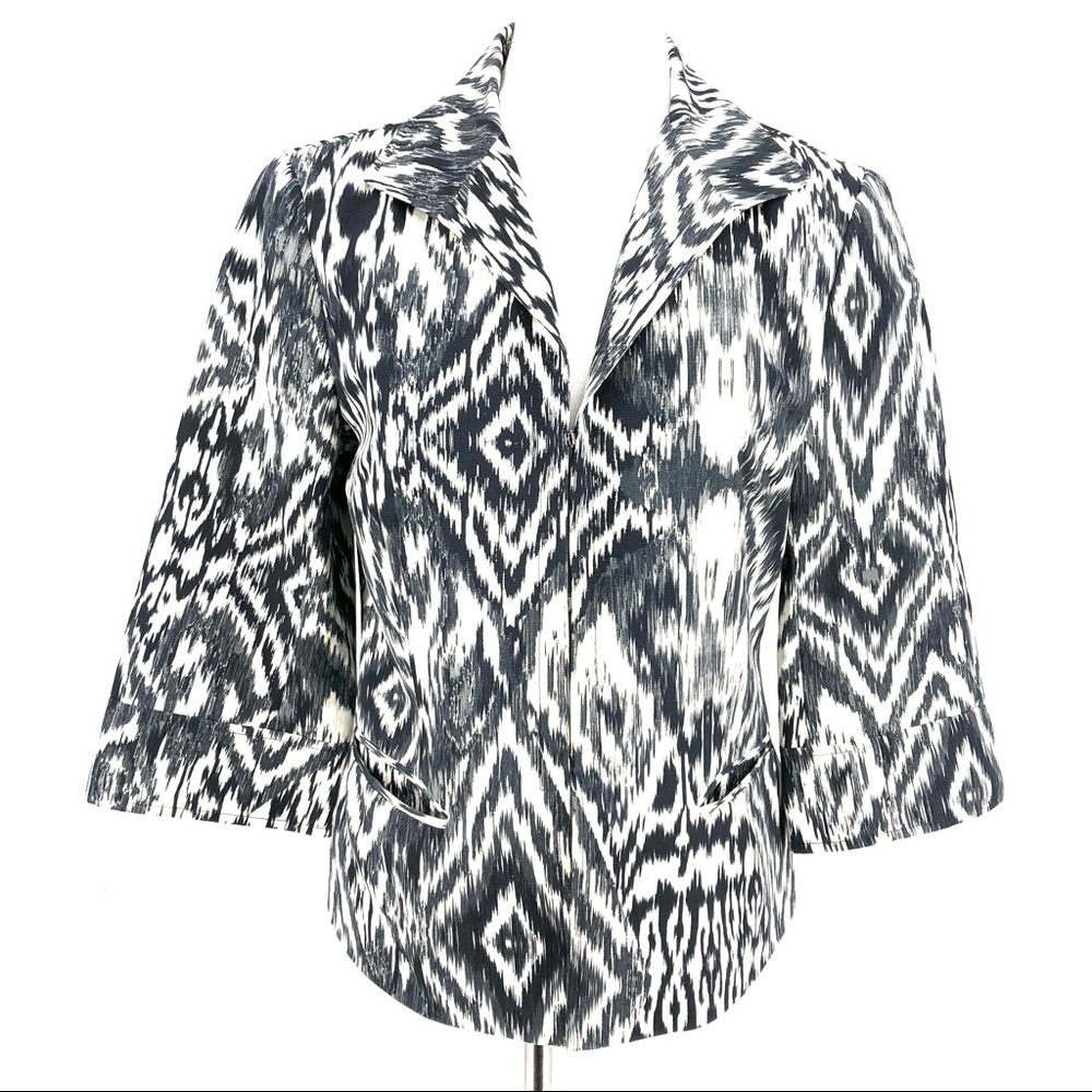Lafayette 148 New York Black & White Cropped Blazer - Picture 1 of 10